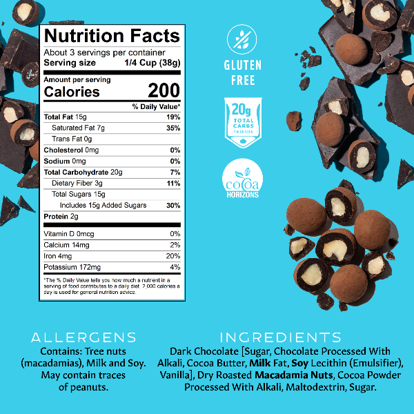 Chocolate Covered Macadamias - Dark Chocolate Small Bag Gallery Fullscreen Image