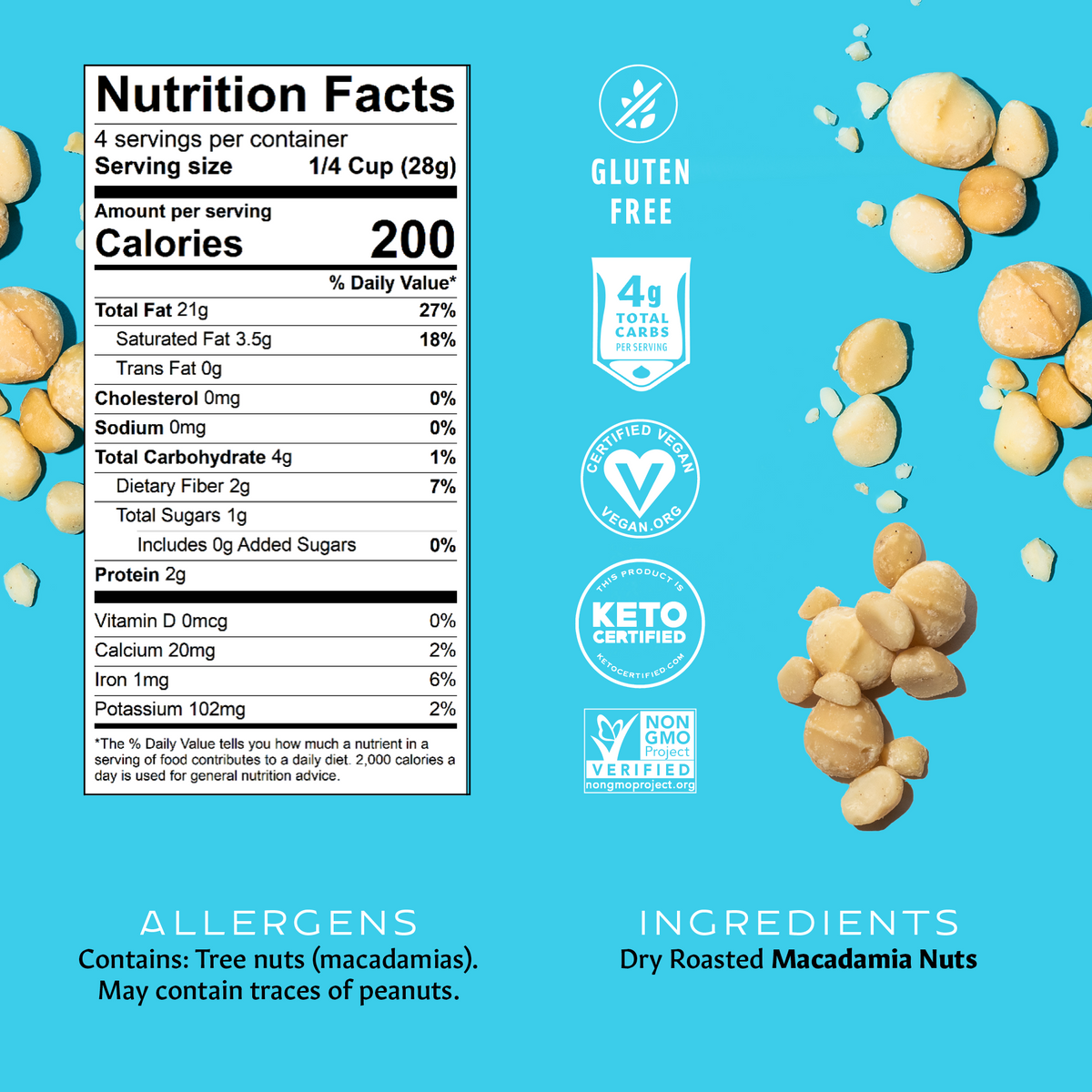 Flavored Macadamias - Unsalted Small Bag Gallery Fullscreen Image